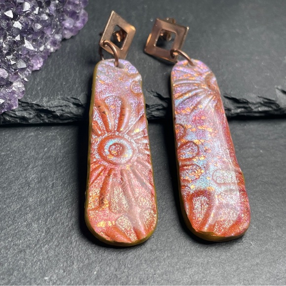 Hand Crafted Iridescent Dangle Earrings - Picture 9 of 15